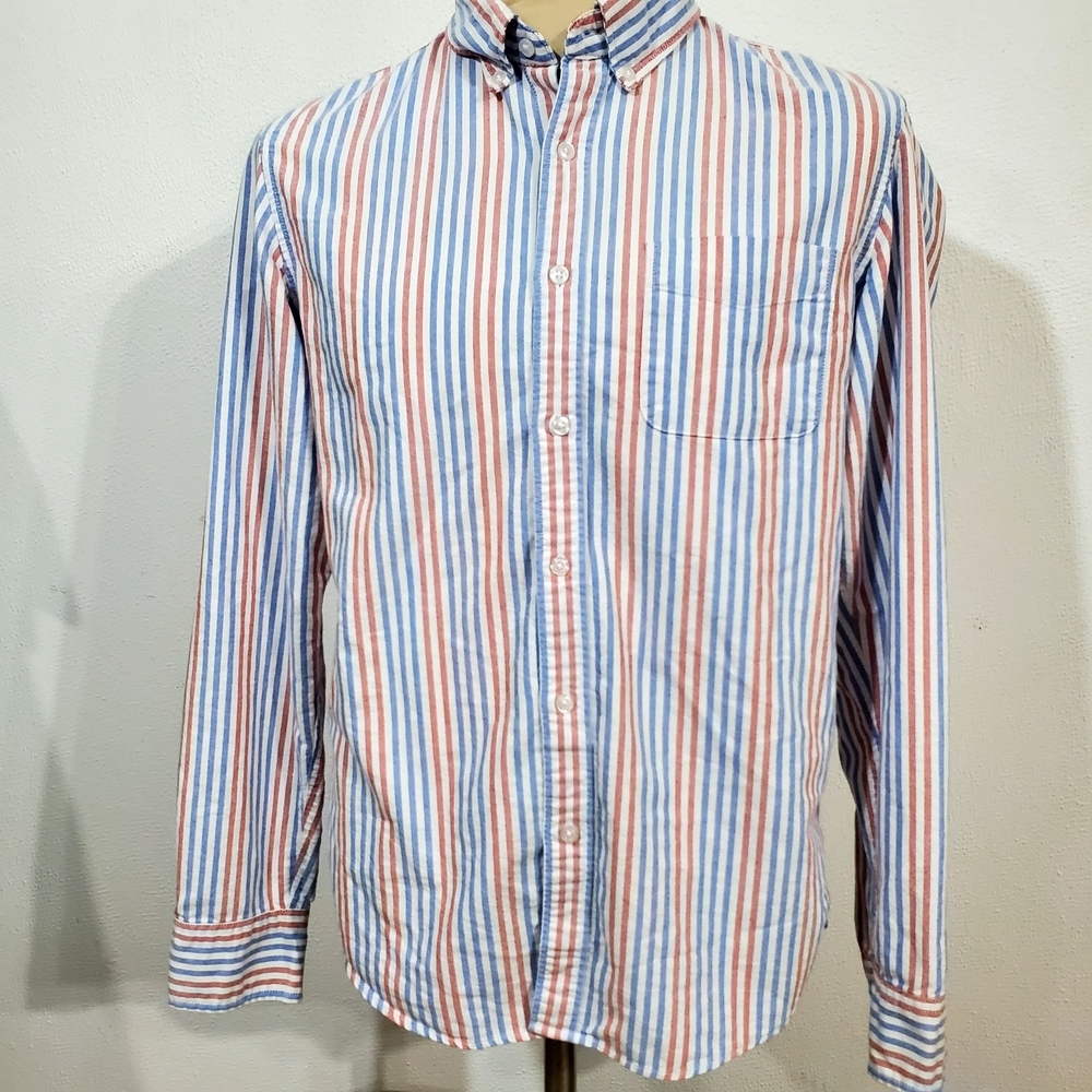 J CREW Striped Blue and Red Men's Shirt - Picture 2 of 8